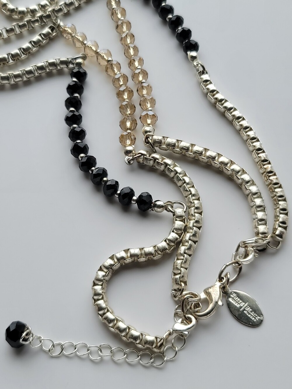 White House Black Market, Faceted Glass & Silvertone 2 Necklaces, Convertible